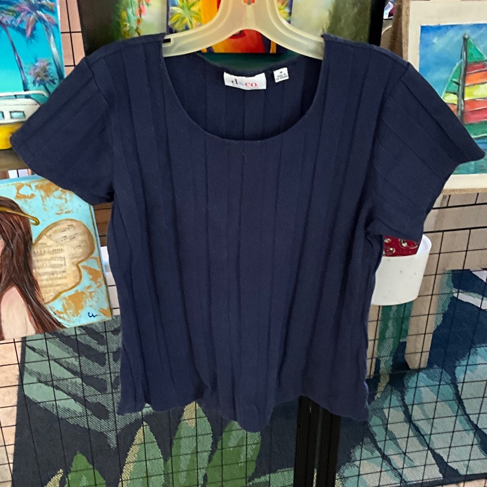 Elegant Navy Short Sleeve Women's Top